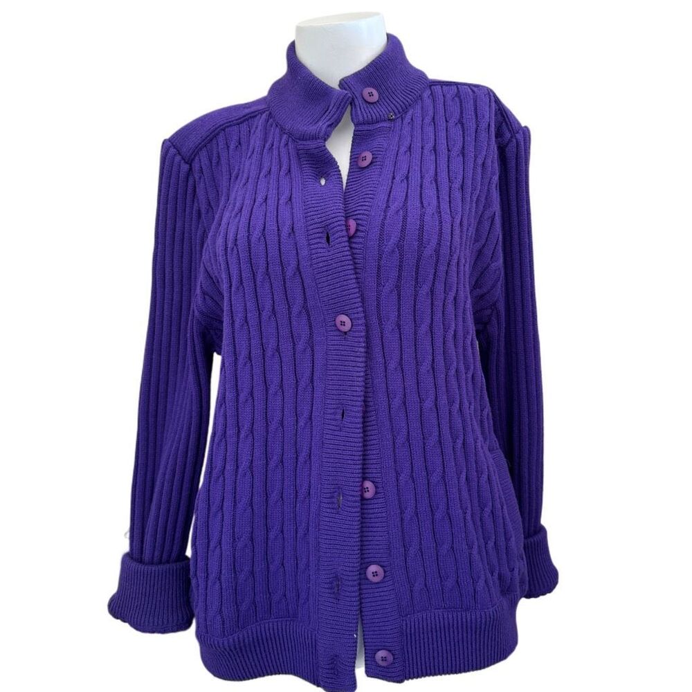 Soft diamond button up cardigan sweater long sleev